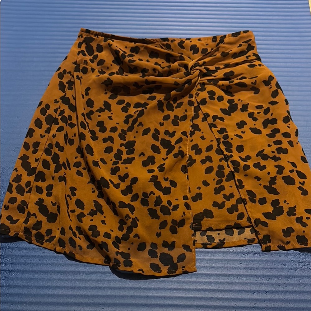 Francesca's Collections Gold Tan Mini Wrap Skirt